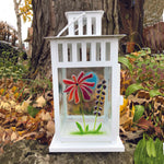 Flower lantern with dragonfly - 4 different sides with different flowers.