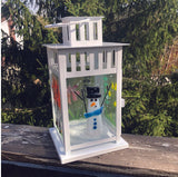 Fused Glass Lantern with Candle - Four Seasons