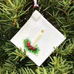 Handmade Candle Ornament on White Glass Square