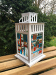 Orange Blue and White Mosaic Lantern