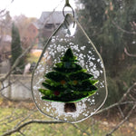 Christmas Tree Sun Catcher Ornament Hanging on the Window